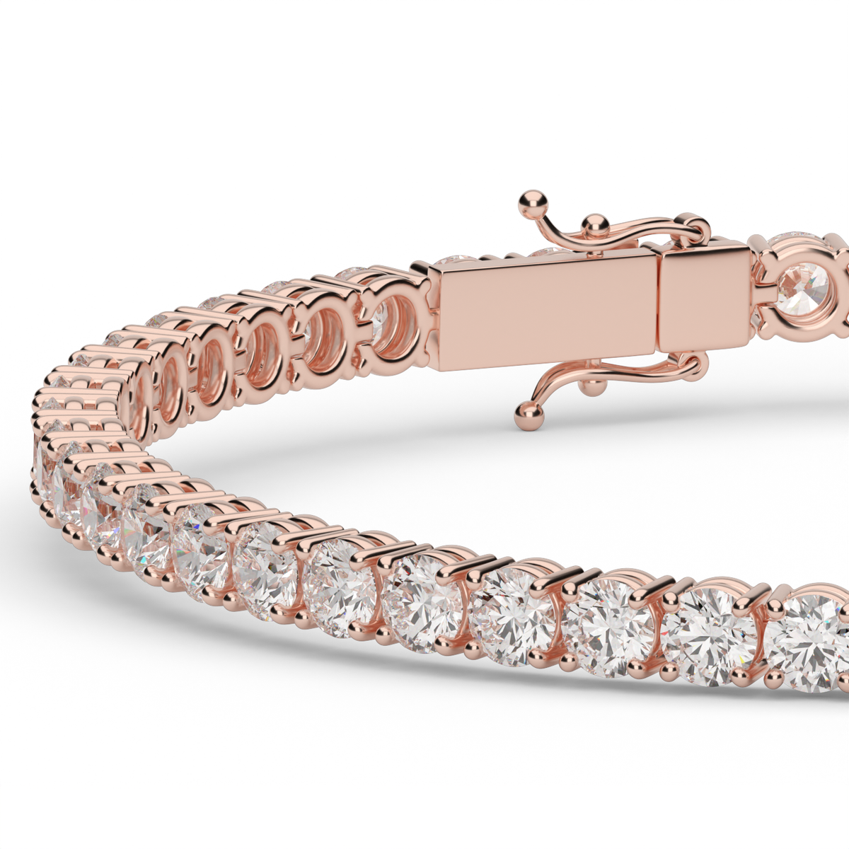 6 Carat Four Prong Diamond Tennis Bracelet — 14K Rose Gold / Natural Diamond (image)