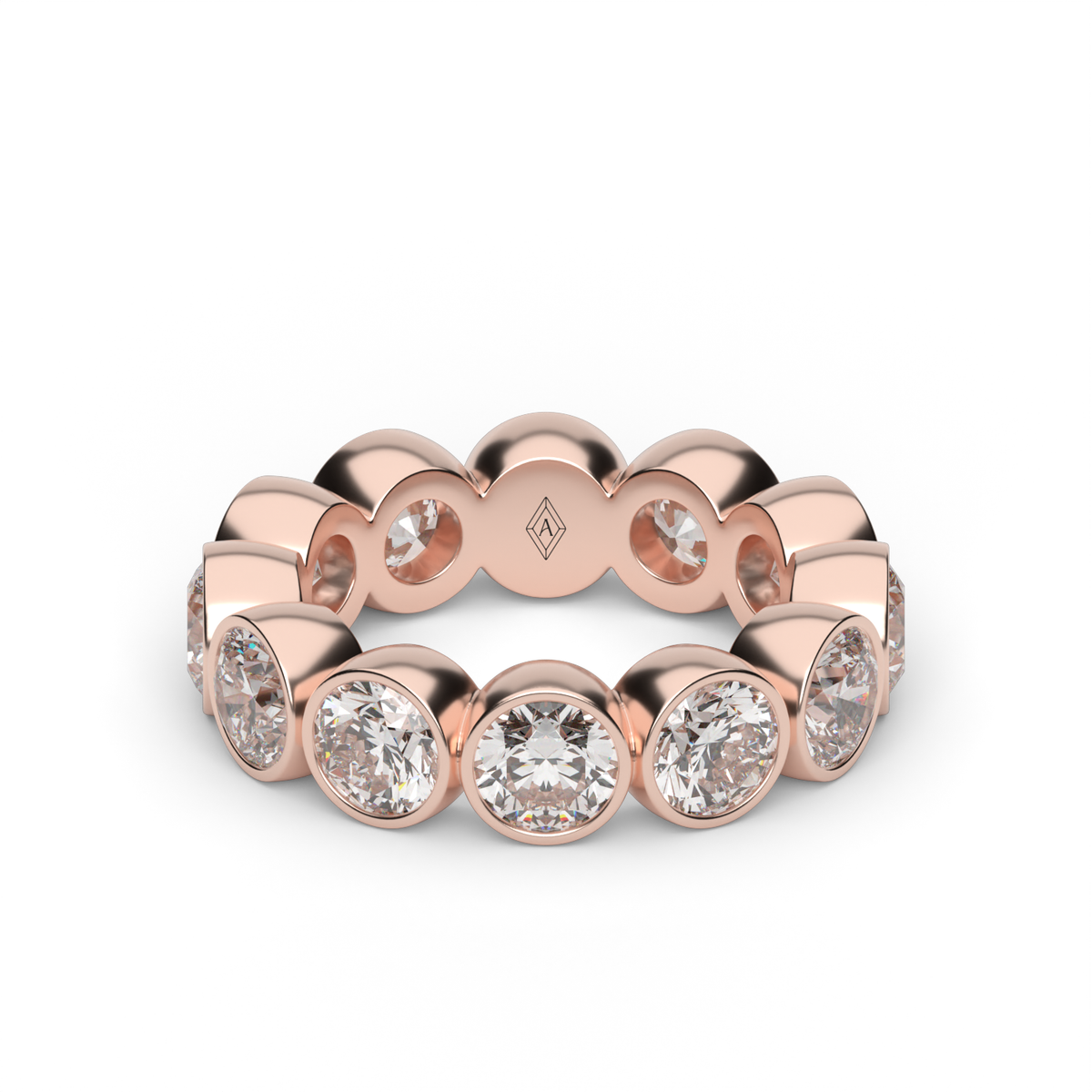 Round Bezel Diamond Eternity Ring — 14K Rose Gold / 6 / Lab Diamond (image)