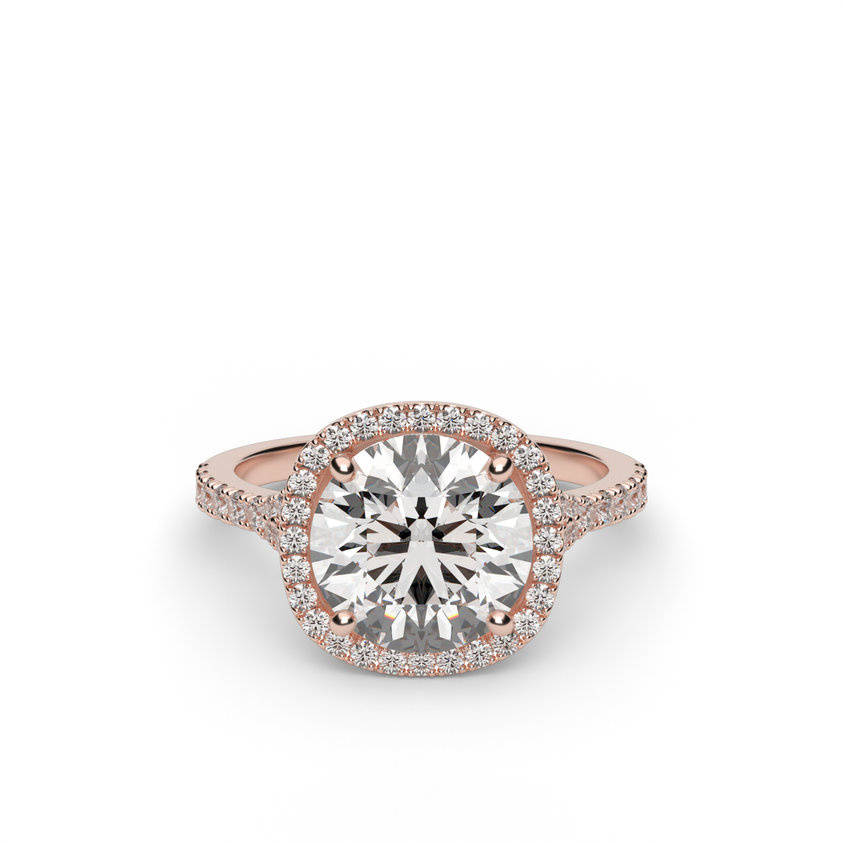 Halo Engagement Ring With Split Shank — 14K Rose Gold / Round / Lab Diamond (image)