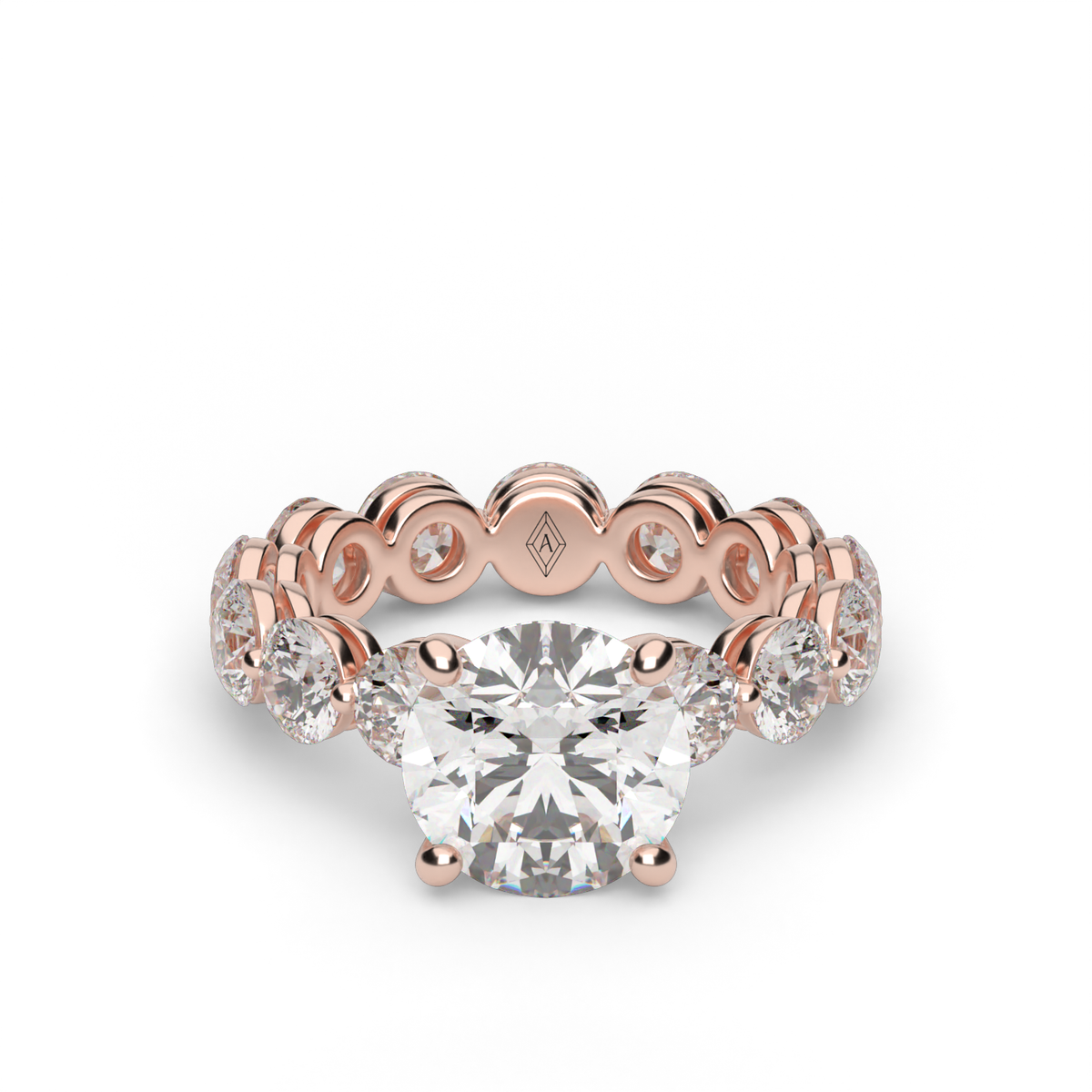 Single Shared Prong Diamond Eternity Engagement Ring — 14K Rose Gold / Round / Lab Diamond (image)