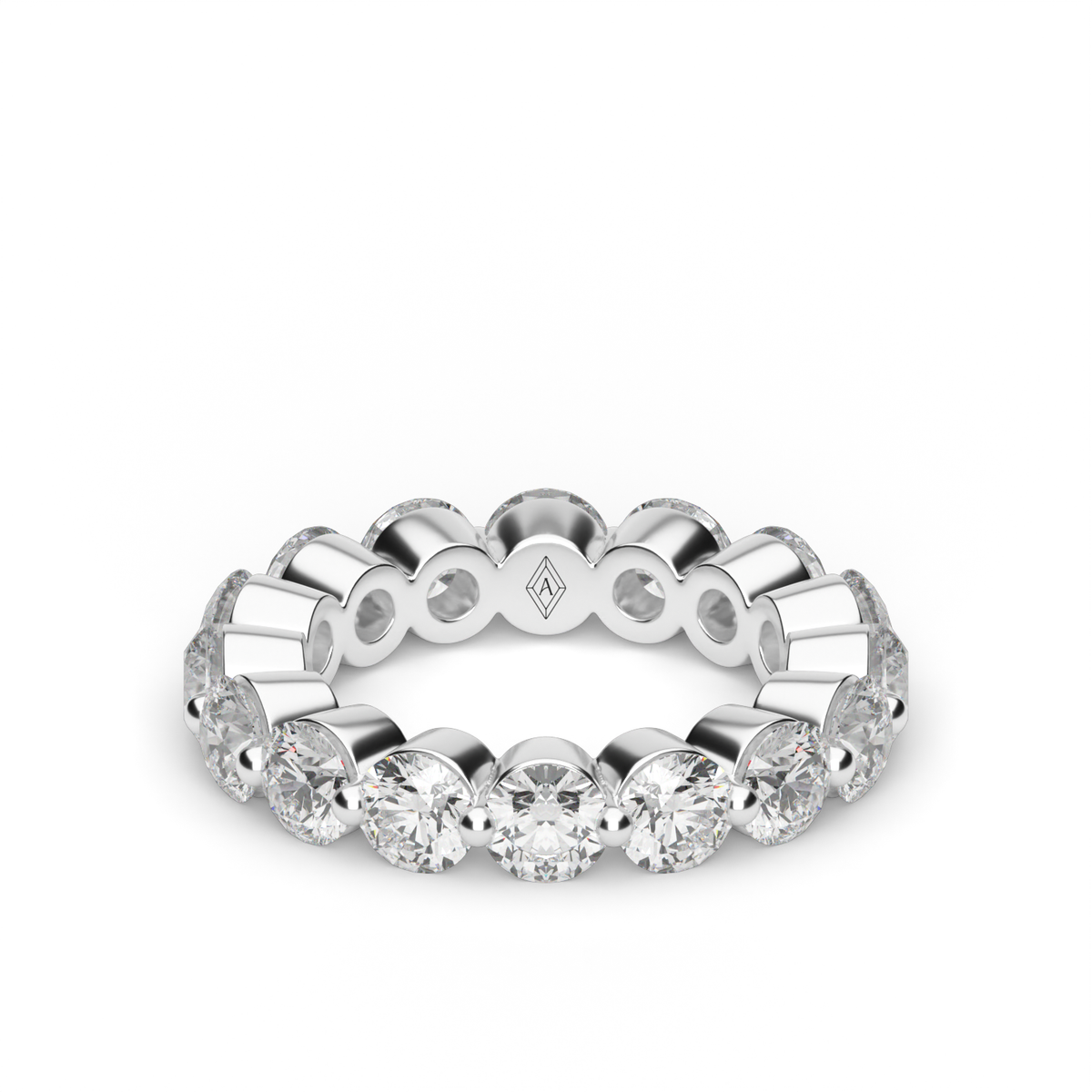 4 Carat Single Shared Prong Diamond Eternity Ring — 14K White Gold / Lab Diamond (image)