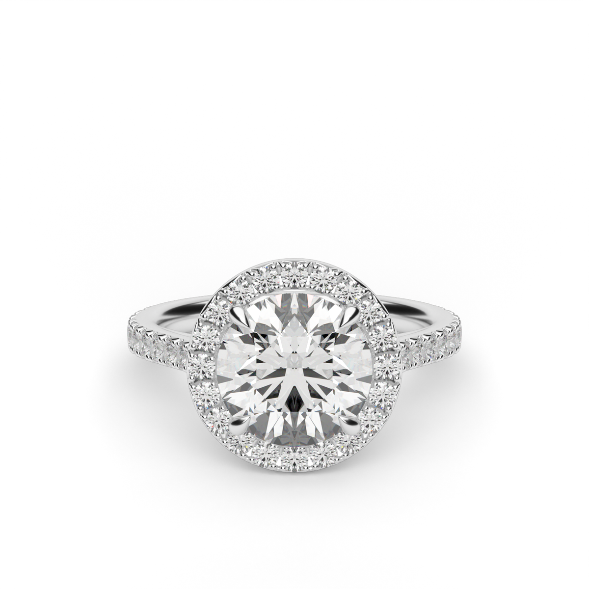 French Cut Engagement Ring — 14K White Gold / Round / Lab Diamond (image)