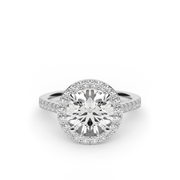 White Gold Round Shape Diamond Halo Eternity Engagement Rind With French Cut Setting