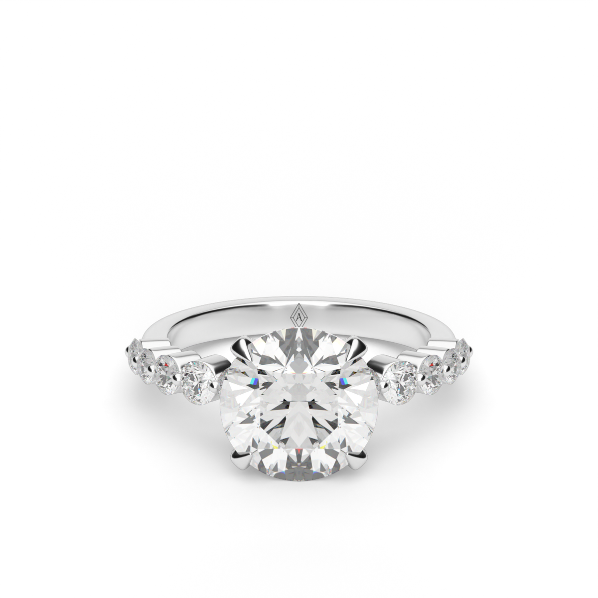 Emily Hidden Halo Engagement Ring — 14K White Gold / Round / Lab Diamond (image)