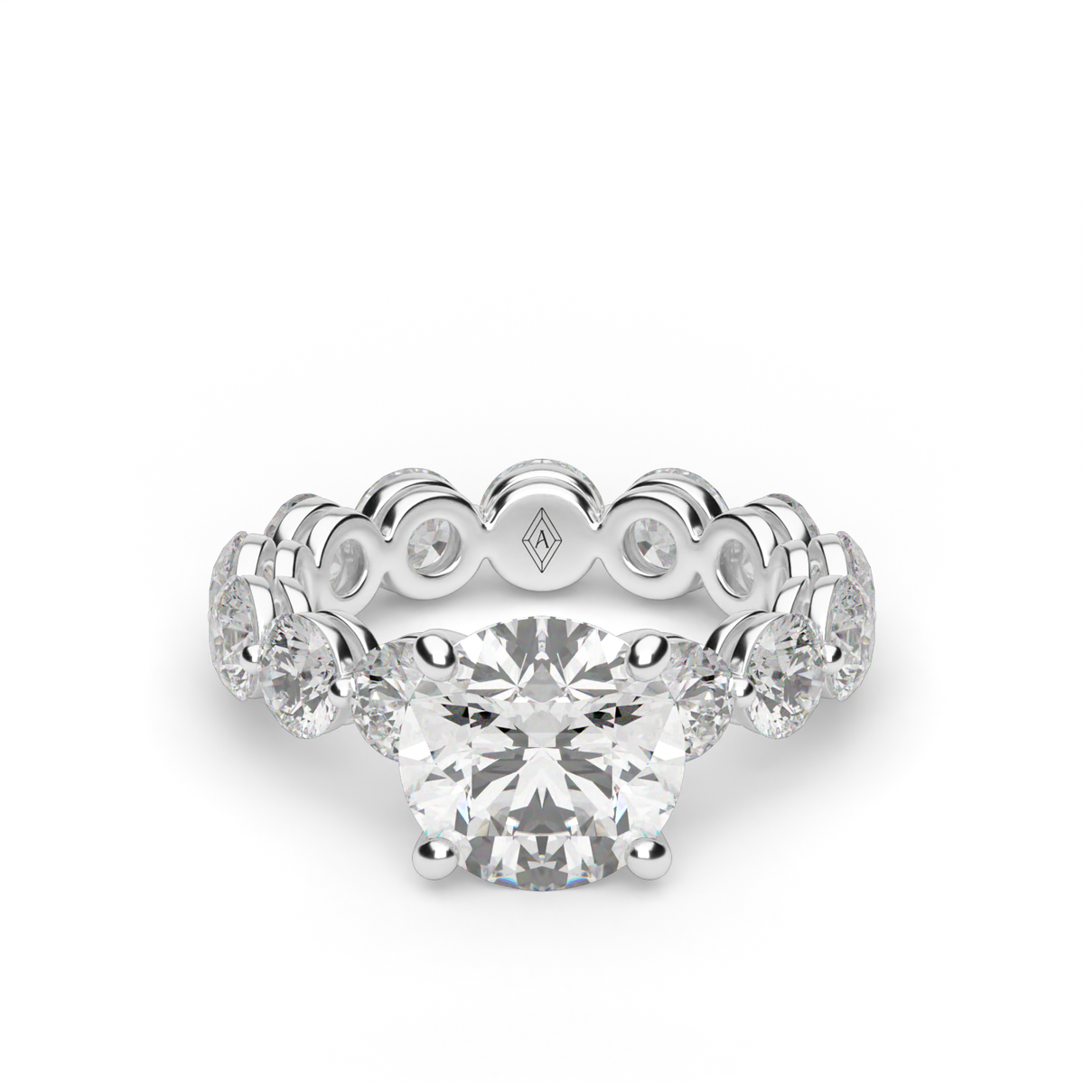 Single Shared Prong Diamond Eternity Engagement Ring — 14K White Gold / Round / Lab Diamond (image)