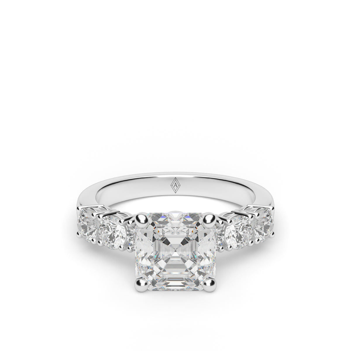 Prong Set Diamond Engagement Ring — 14K White Gold / Asscher / Lab Diamond (image)