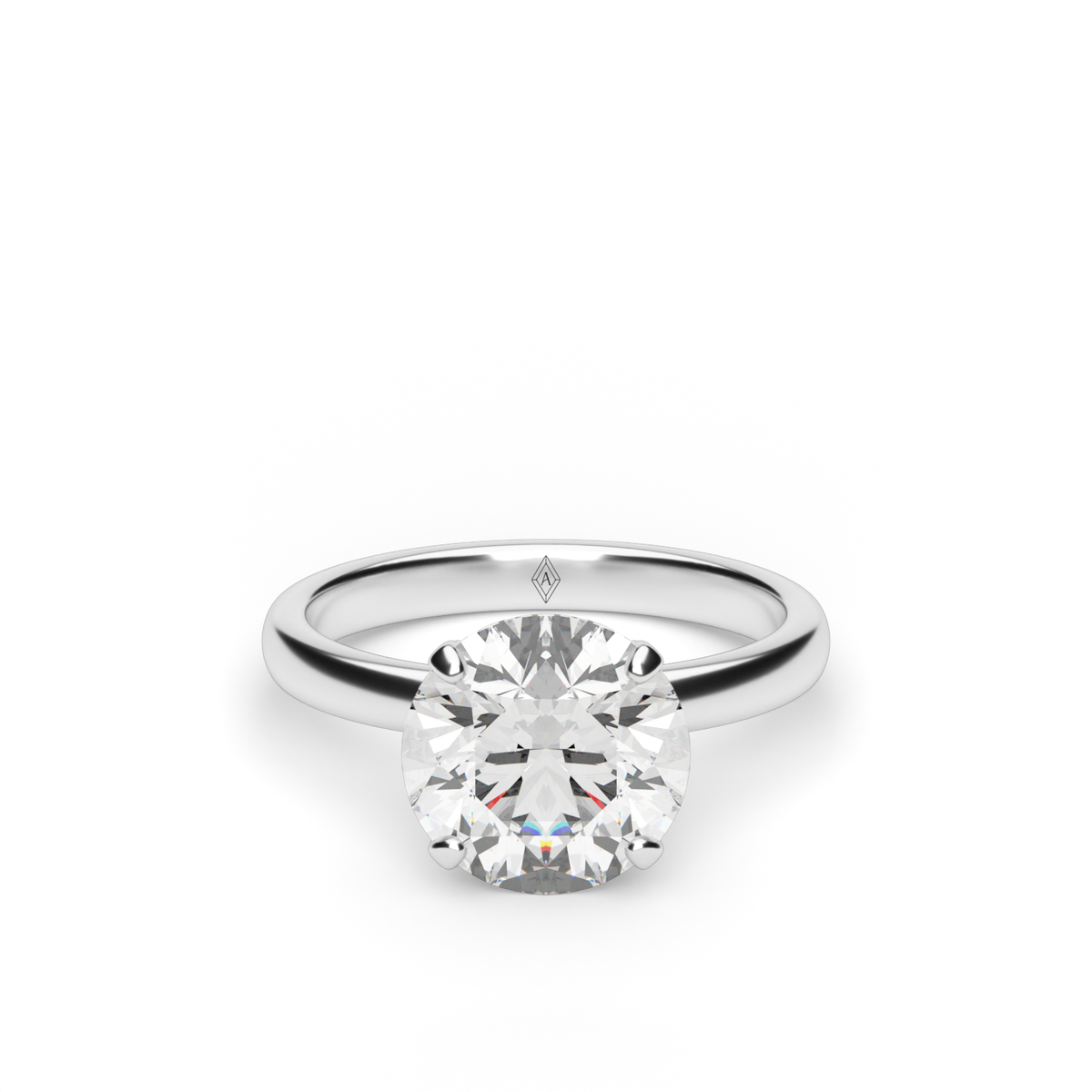 Solitaire Engagement Ring With Hidden Halo — 14K White Gold / Round / Lab Diamond (image)