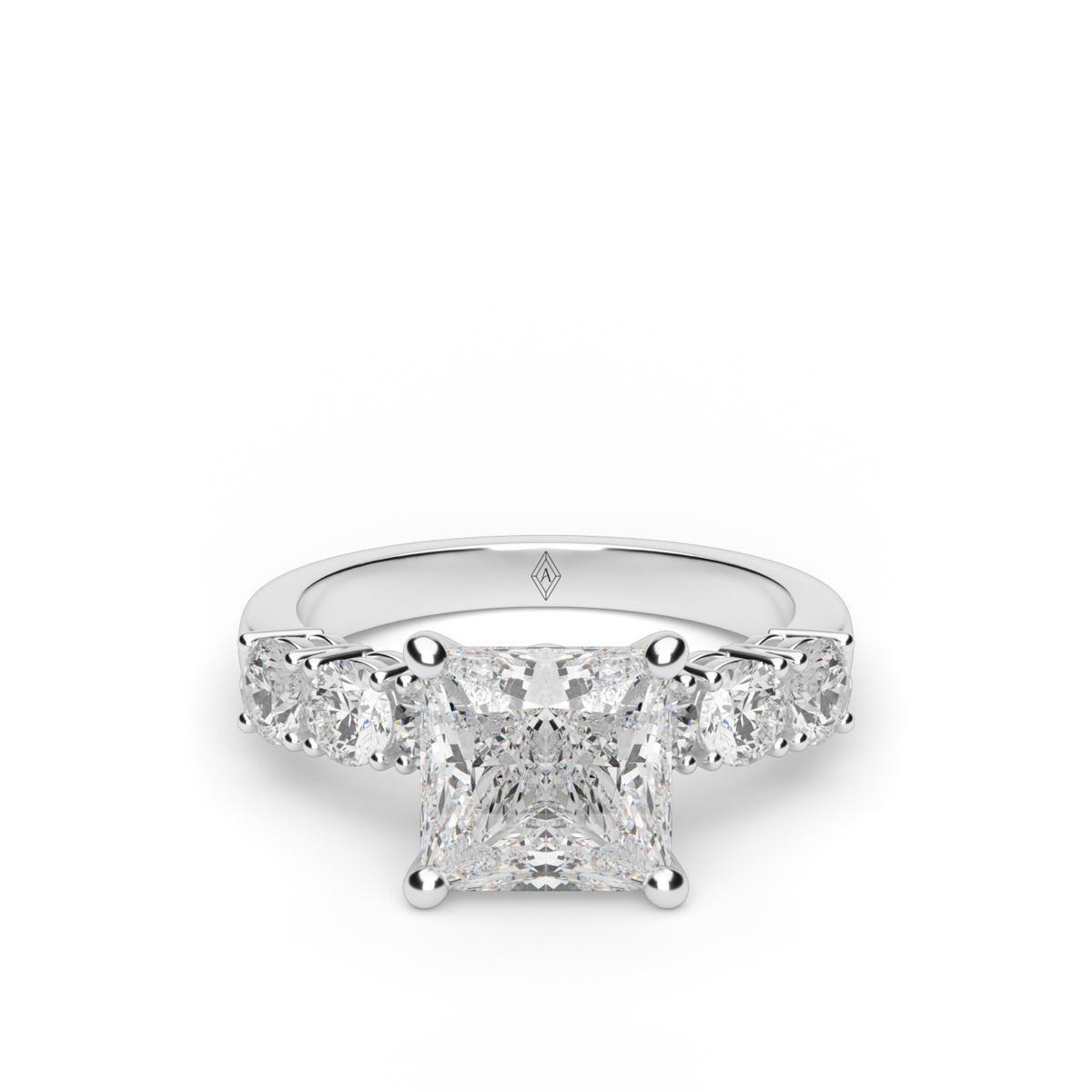 Prong Set Diamond Engagement Ring — 14K White Gold / Princess / Lab Diamond (image)