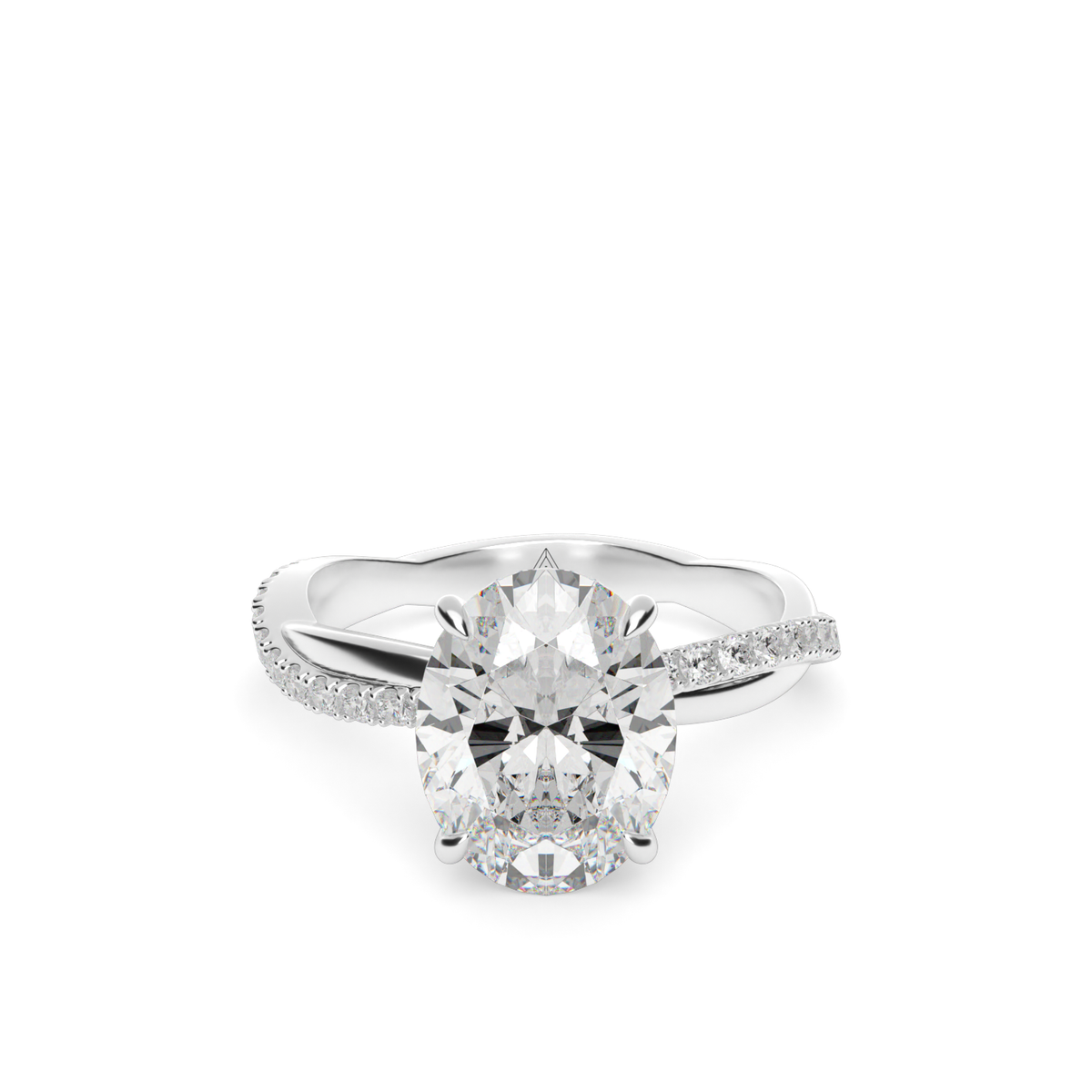 Pavé Shank Engagement Ring — 14K White Gold / Oval / Lab Diamond (image)