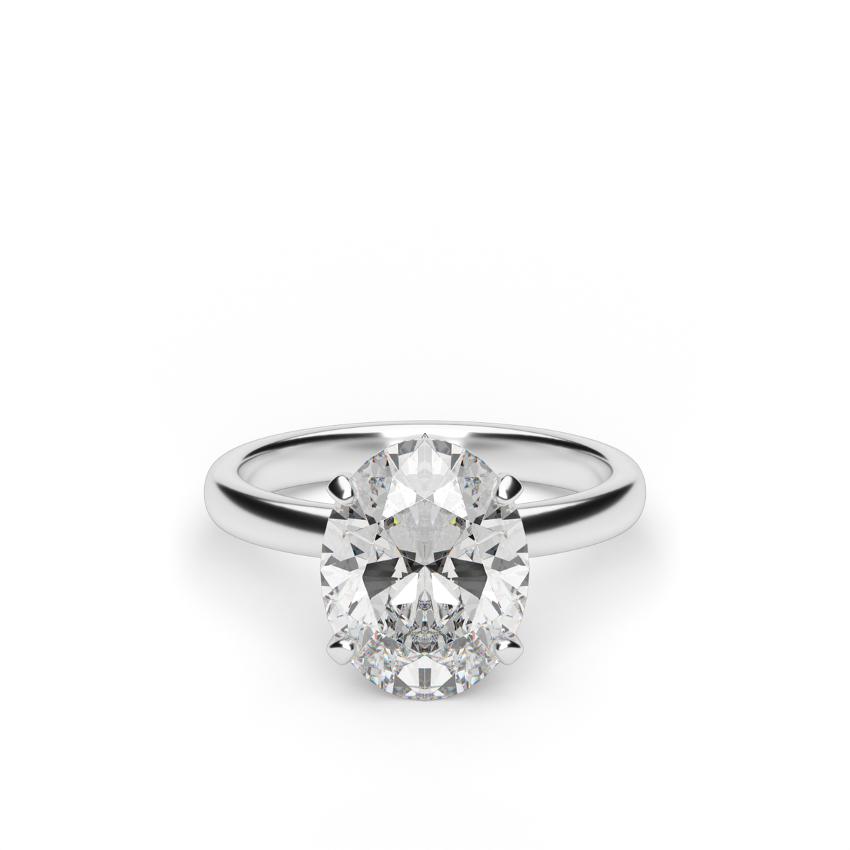 Solitaire Engagement Ring With Hidden Halo — 14K White Gold / Oval / Lab Diamond (image)