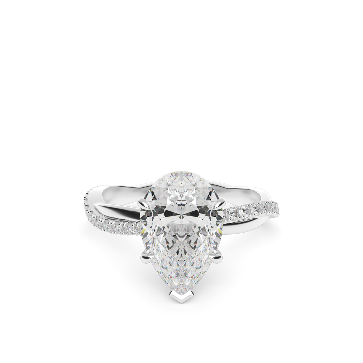 Pavé Shank Engagement Ring — 14K White Gold / Pear / Lab Diamond (image)