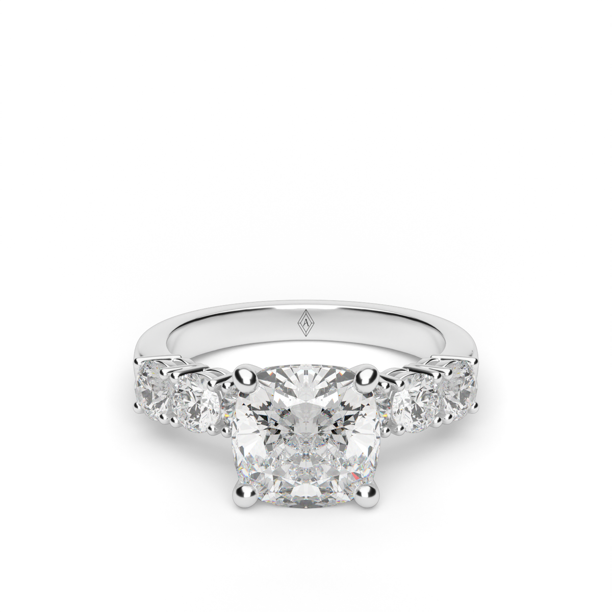 Prong Set Diamond Engagement Ring — 14K White Gold / Cushion / Lab Diamond (image)