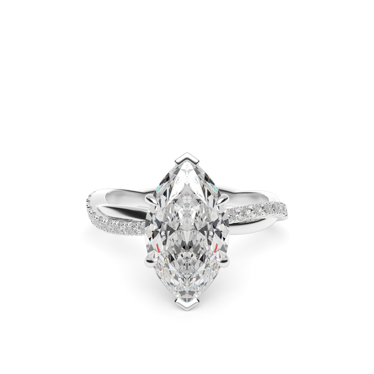 Pavé Shank Engagement Ring — 14K White Gold / Marquise / Lab Diamond (image)