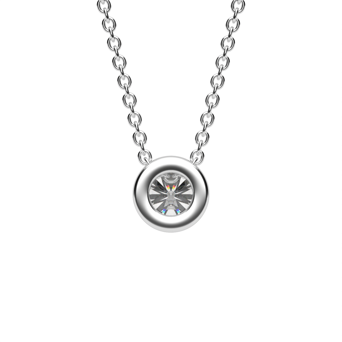 Sleek Solitaire Bezel Pendant — 14K White Gold / Lab Diamond (image)