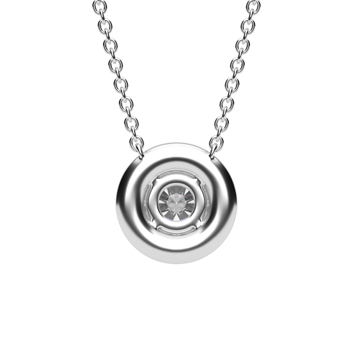 Classic Halo Diamond Pendant — 14K White Gold / Lab Diamond (image)