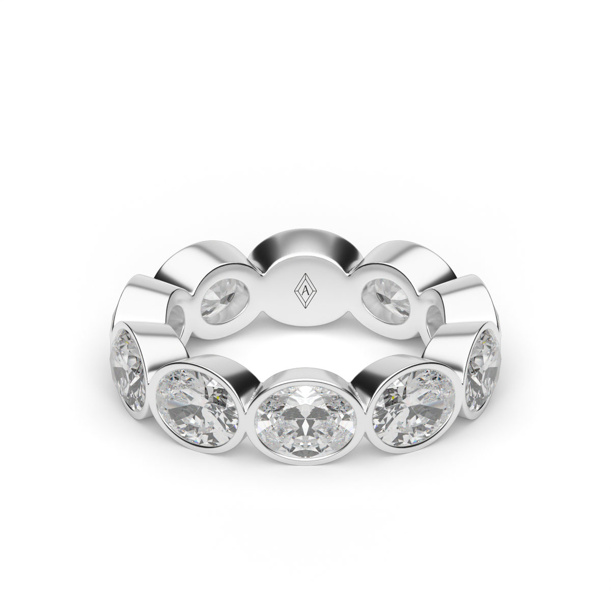 East-West Bezel Oval Cut Eternity Ring — 14K White Gold / 5 / Lab Diamond (image)