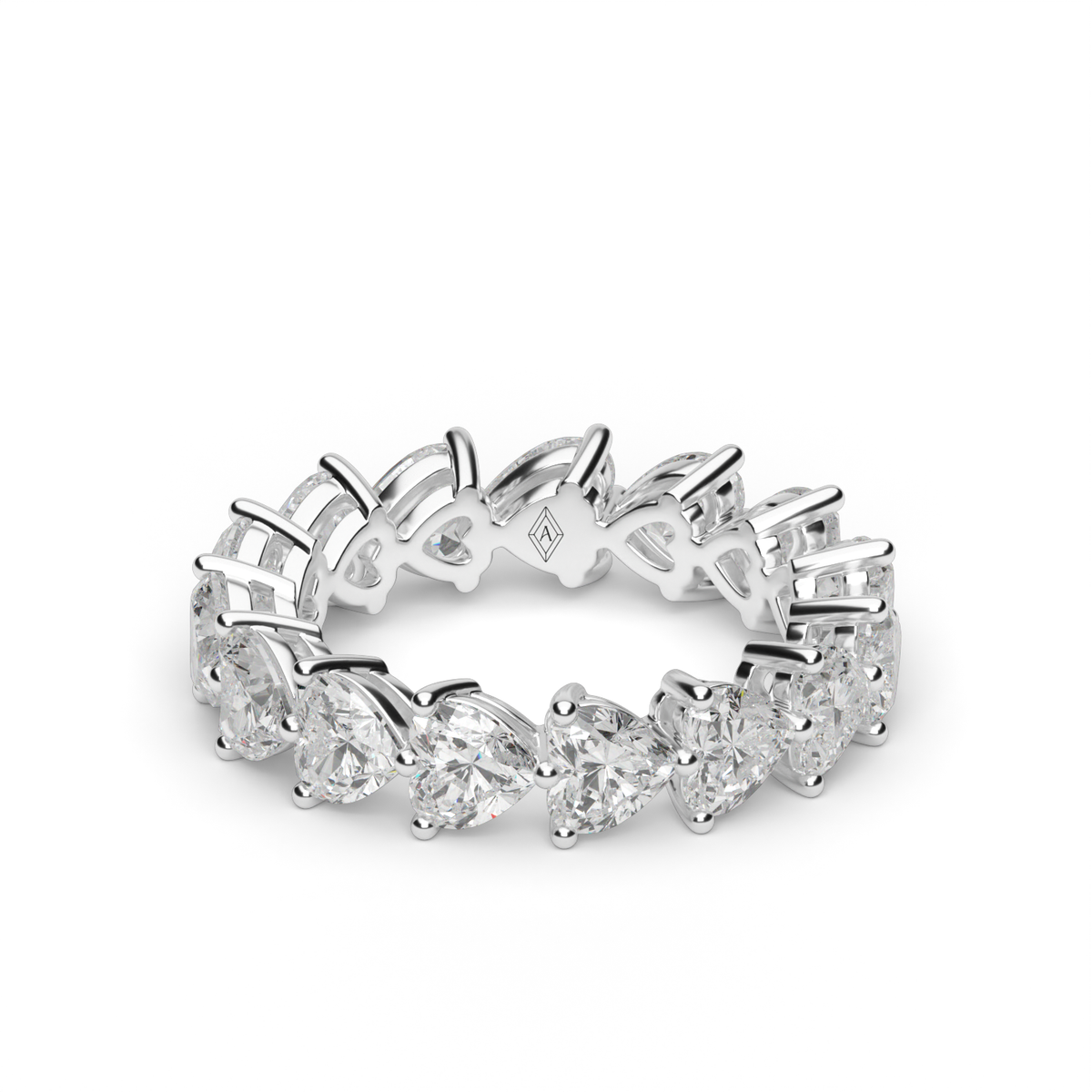 4.5 Carat Heart Shaped Diamond Eternity Ring — 14K White Gold / Lab Diamond (image)