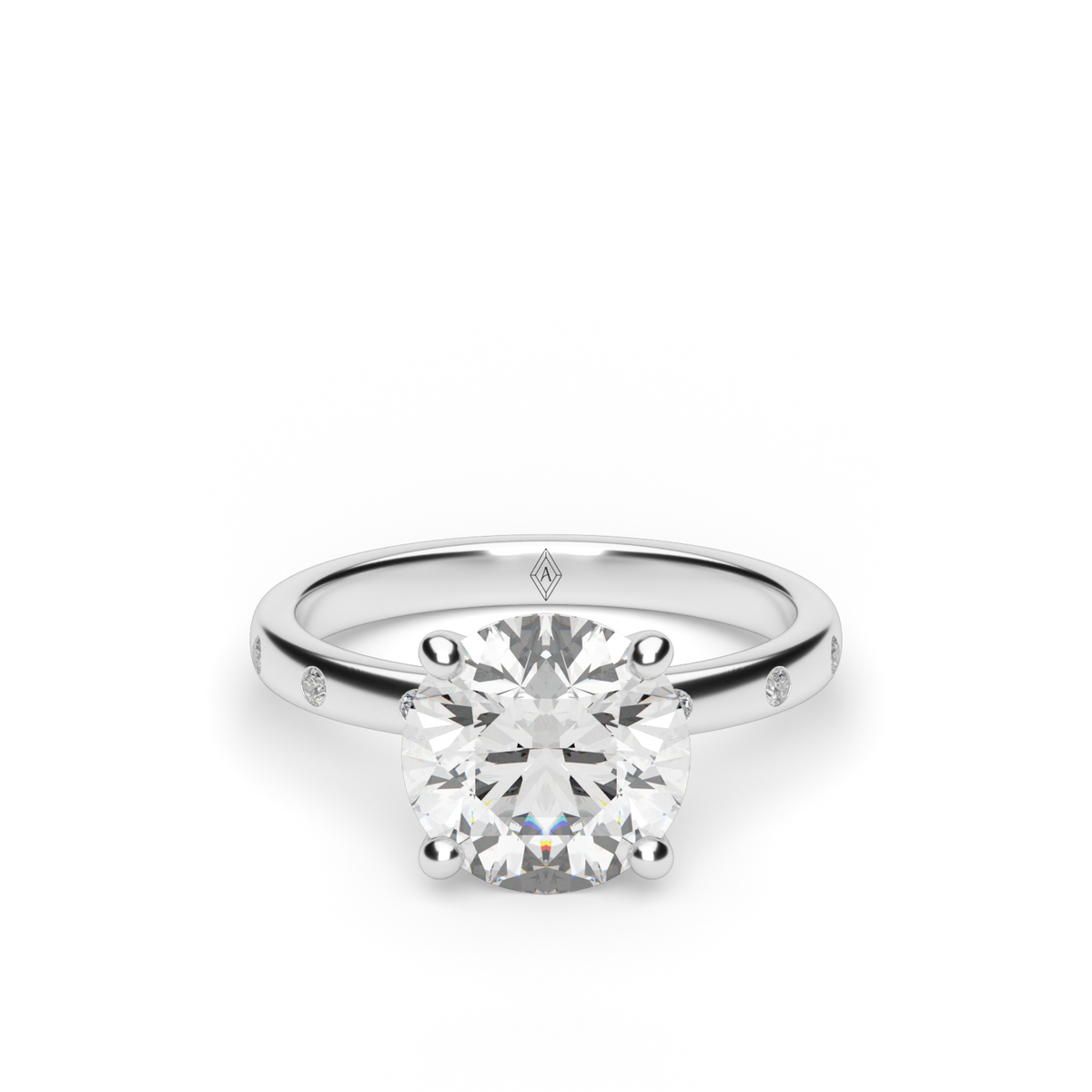 Modern Burnish-set Diamond Engagement Ring — 14K White Gold / Round / Lab Diamond (image)