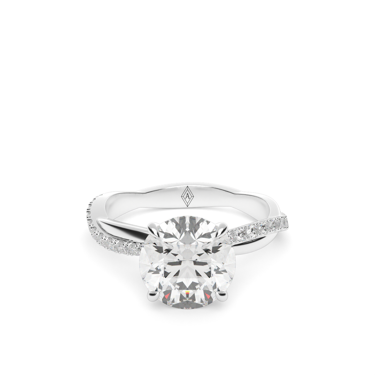 Pavé Shank Engagement Ring — 14K White Gold / Round / Lab Diamond (image)
