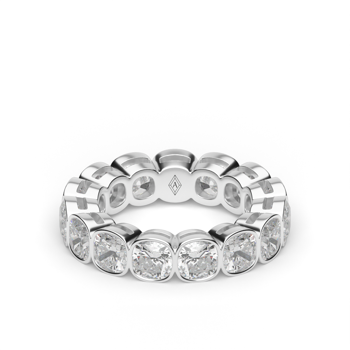 Cushion Cut Bezel Eternity Ring — 14K White Gold / 6 / Lab Diamond (image)