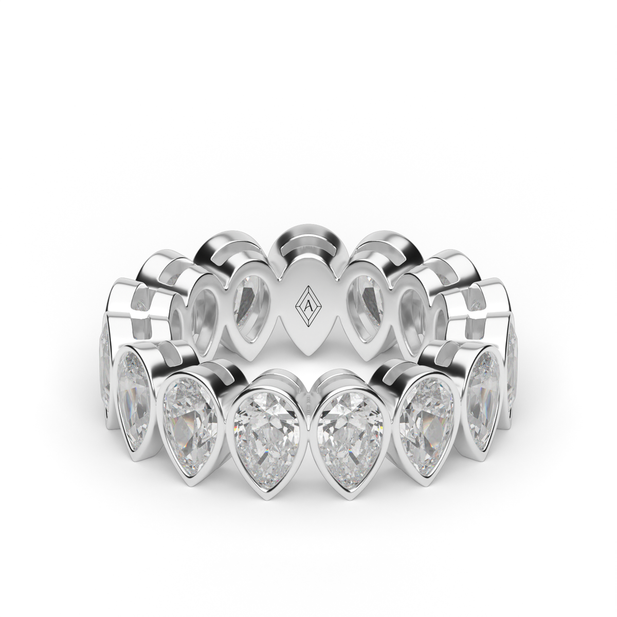 Pear Shape Bezel Eternity Ring — 14K White Gold / 6 / Lab Diamond (image)