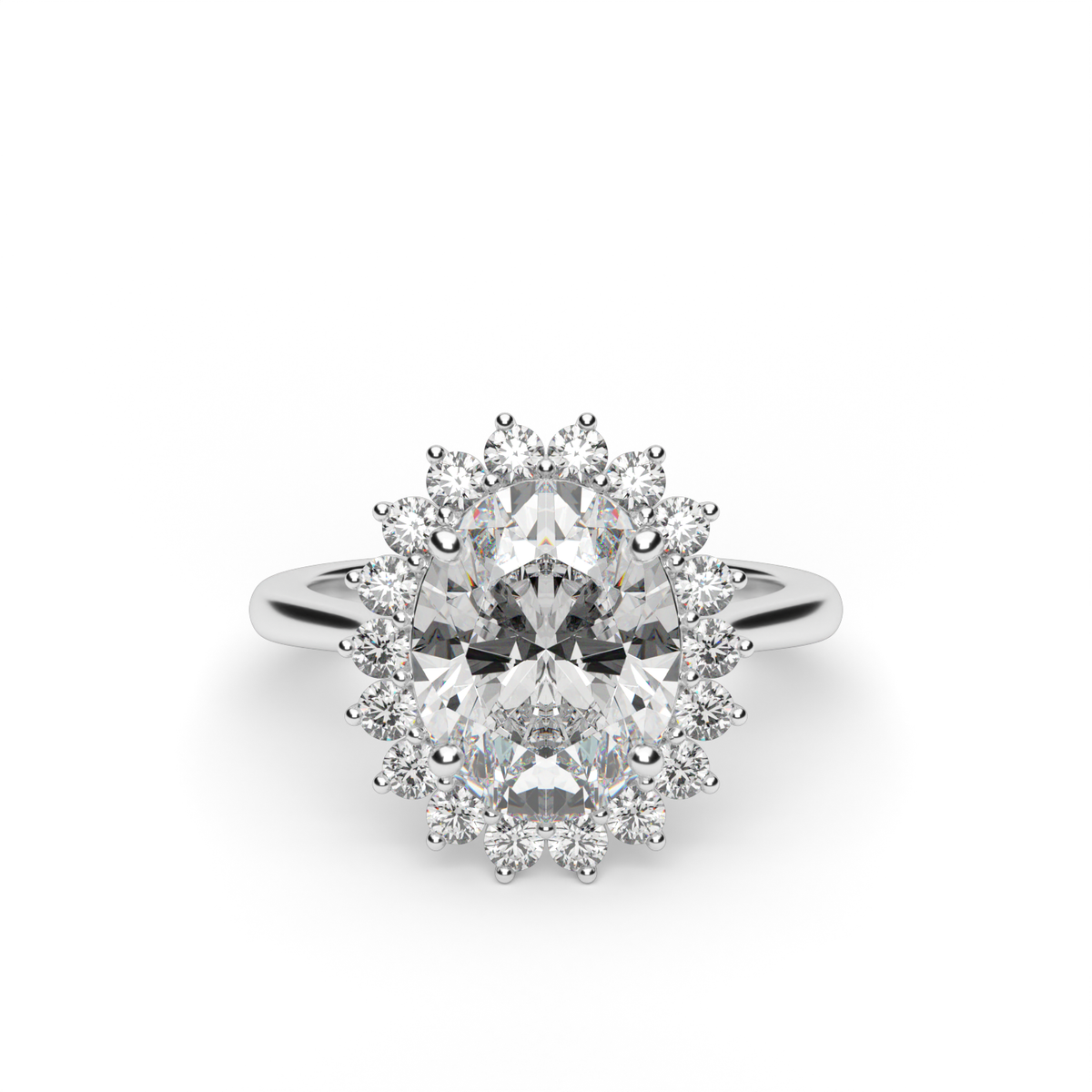 Flower Engagement Ring — 14K White Gold / Oval / Lab Diamond (image)