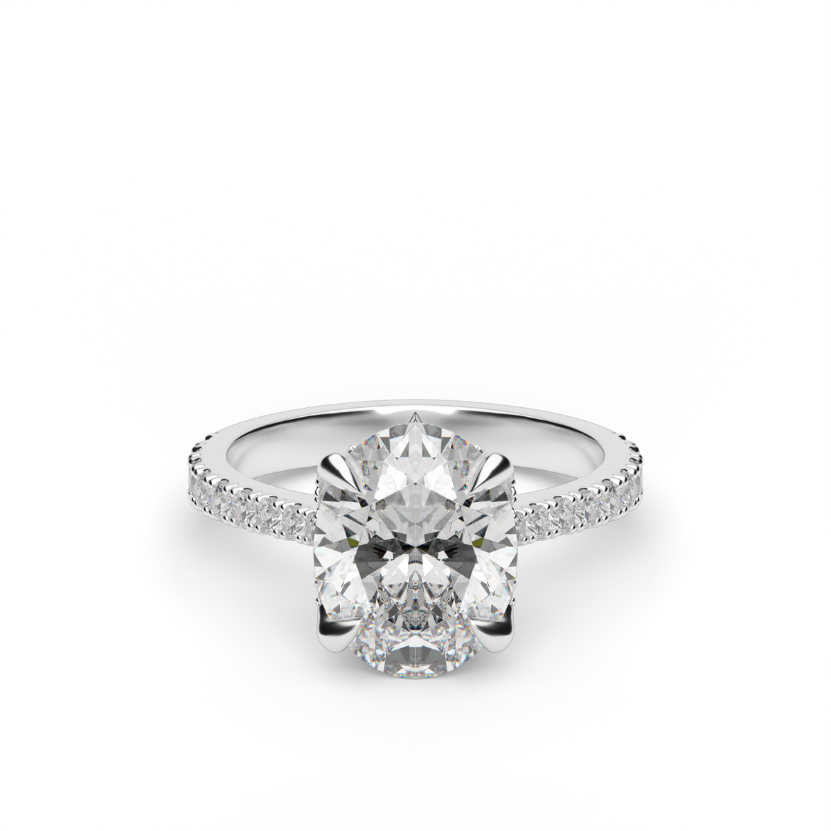 Hidden Halo Crown Engagement Ring — 14K White Gold / Oval / Lab Diamond (image)