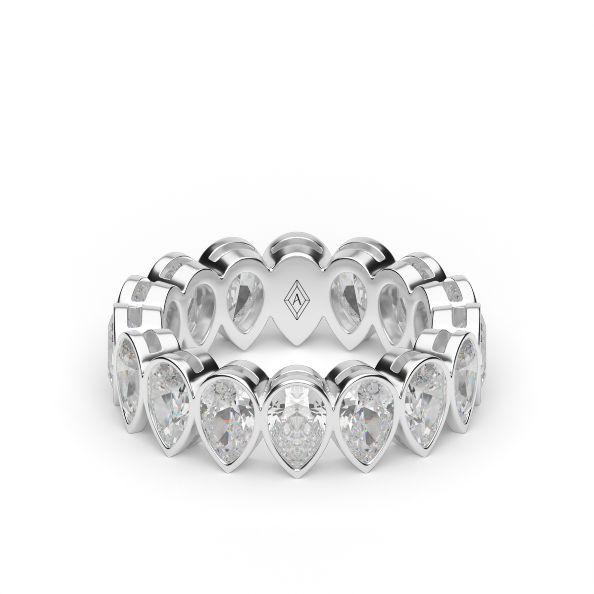Pear Shape Bezel Eternity Ring — 14K White Gold / 4 / Lab Diamond (image)