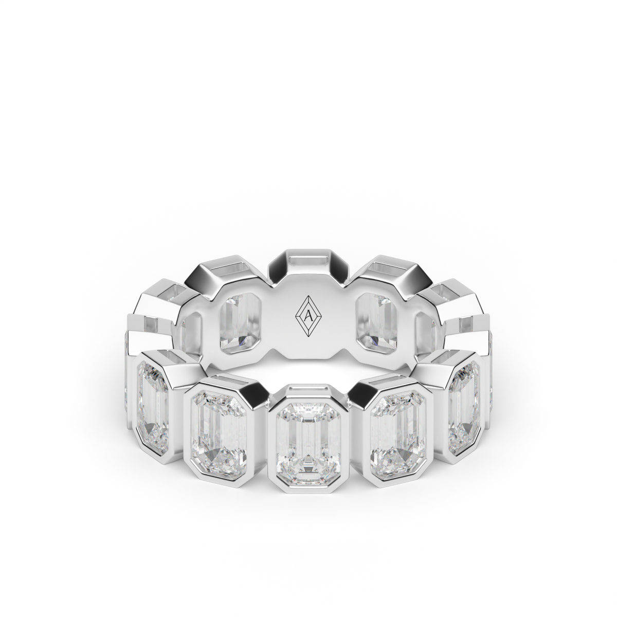 Emerald Cut Bezel Eternity Ring — 14K White Gold / 6 / Lab Diamond (image)