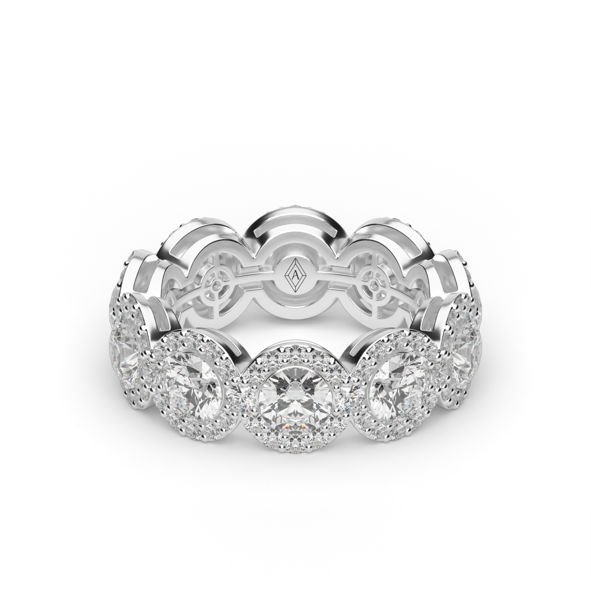 Round Halo Diamond Eternity Ring — 14K White Gold / Lab Diamond (image)