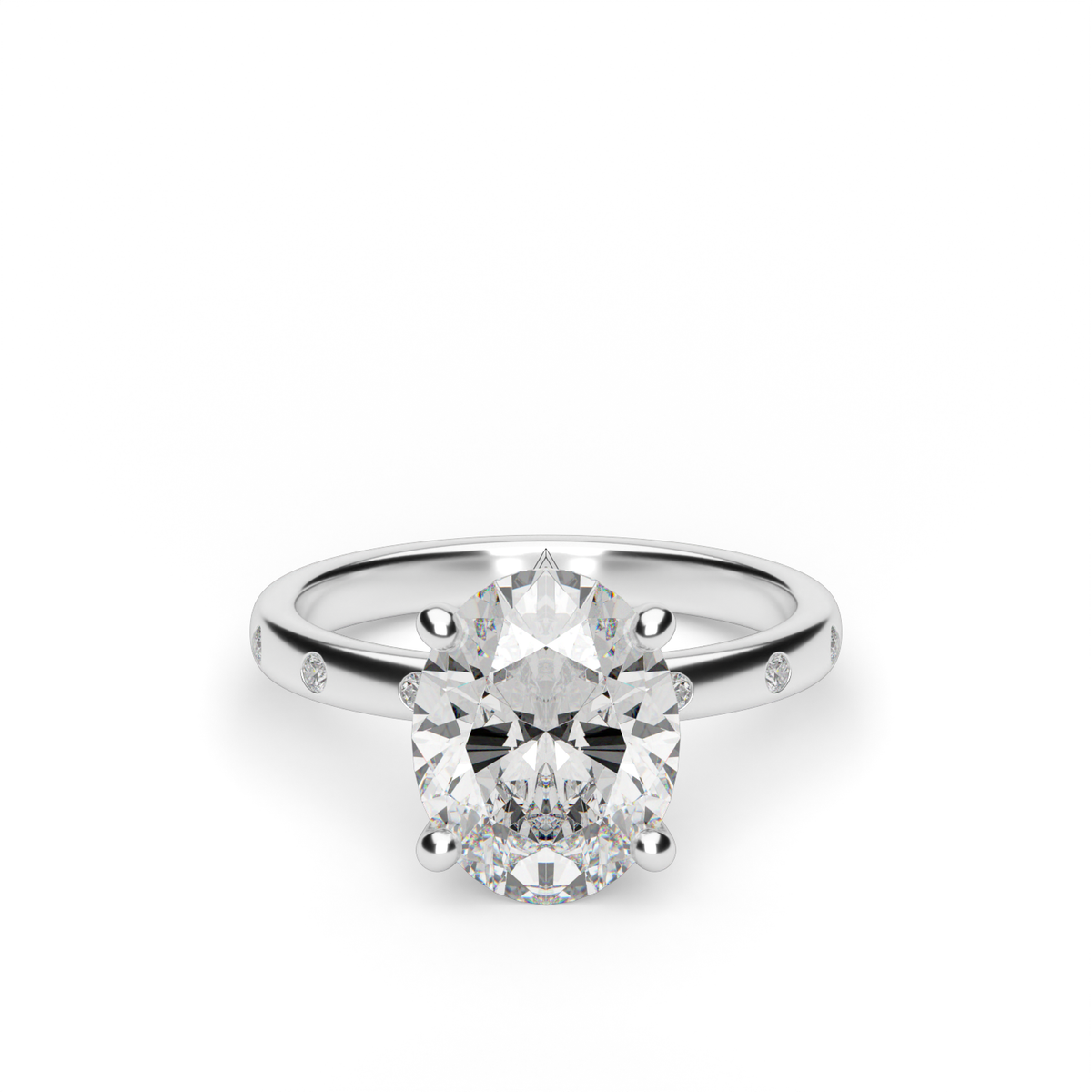 Modern Burnish-set Diamond Engagement Ring — 14K White Gold / Oval / Lab Diamond (image)
