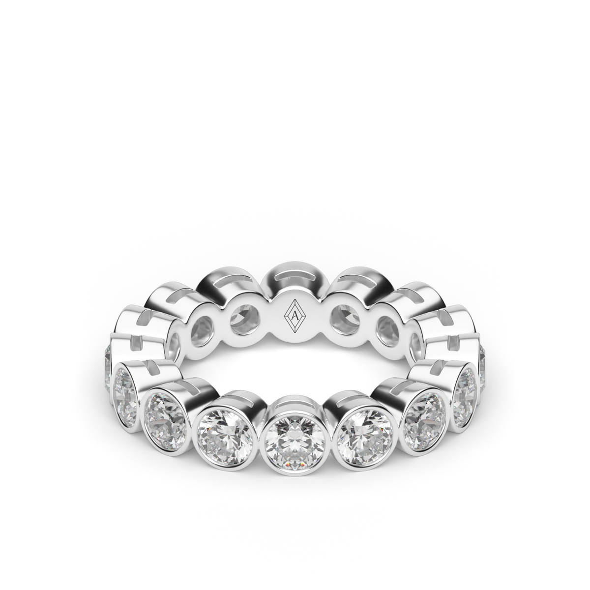 Round Bezel Eternity Ring — 14K White Gold / 4 / Lab Diamond (image)
