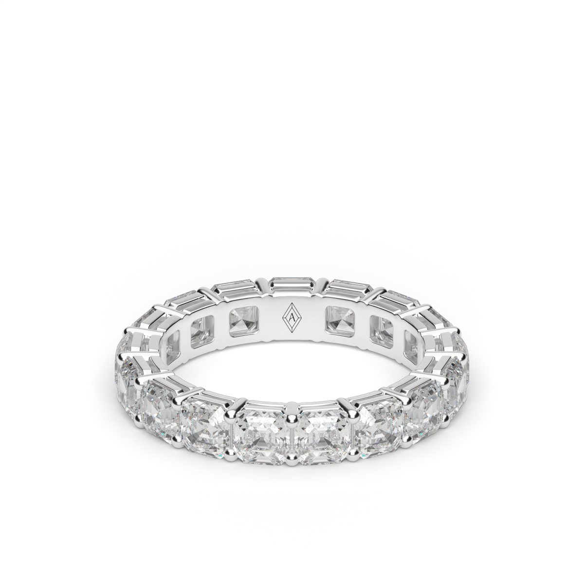 Asscher Cut Diamond Eternity Ring — 14K White Gold / 4 / Lab Diamond (image)