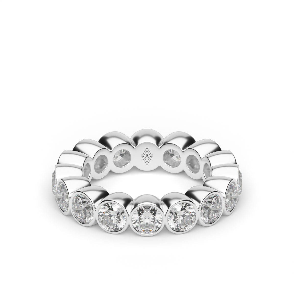 Round Bezel Diamond Eternity Ring — 14K White Gold / 4 / Lab Diamond (image)