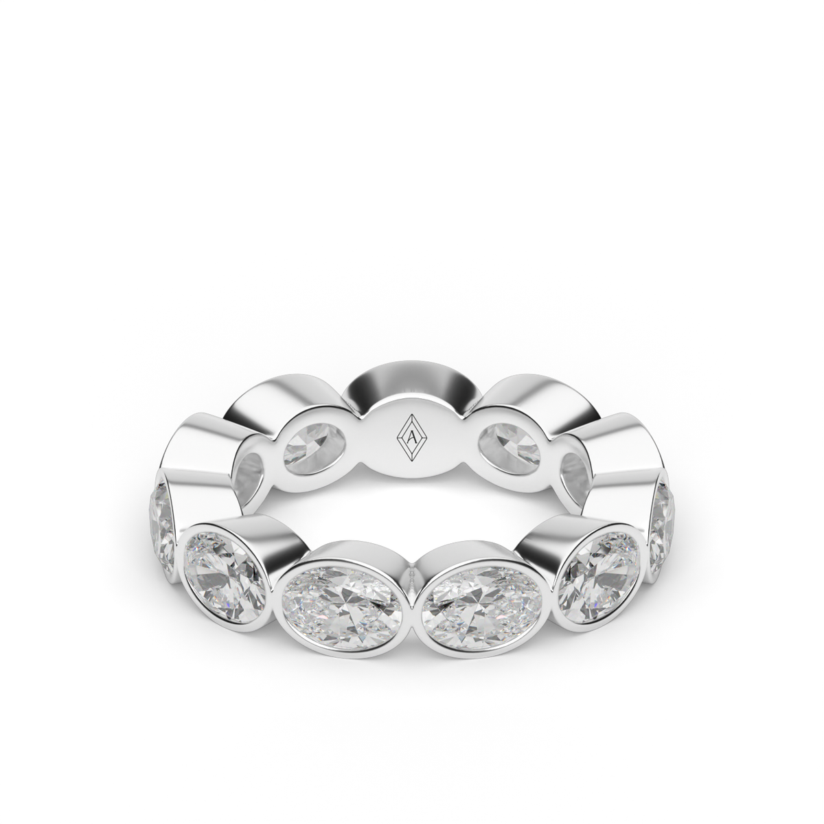 East-West Bezel Oval Cut Eternity Ring — 14K White Gold / 4 / Lab Diamond (image)
