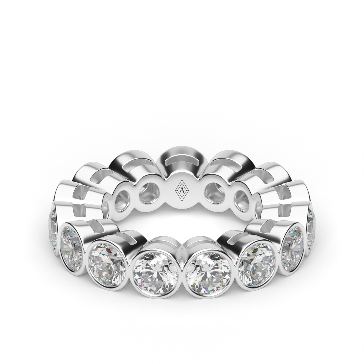 Round Bezel Eternity Ring — 14K White Gold / 6 / Lab Diamond (image)