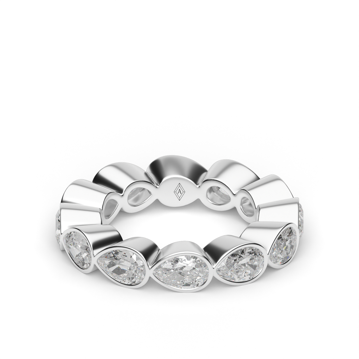 East-West Bezel Pear Eternity Ring — 14K White Gold / 4 / Lab Diamond (image)