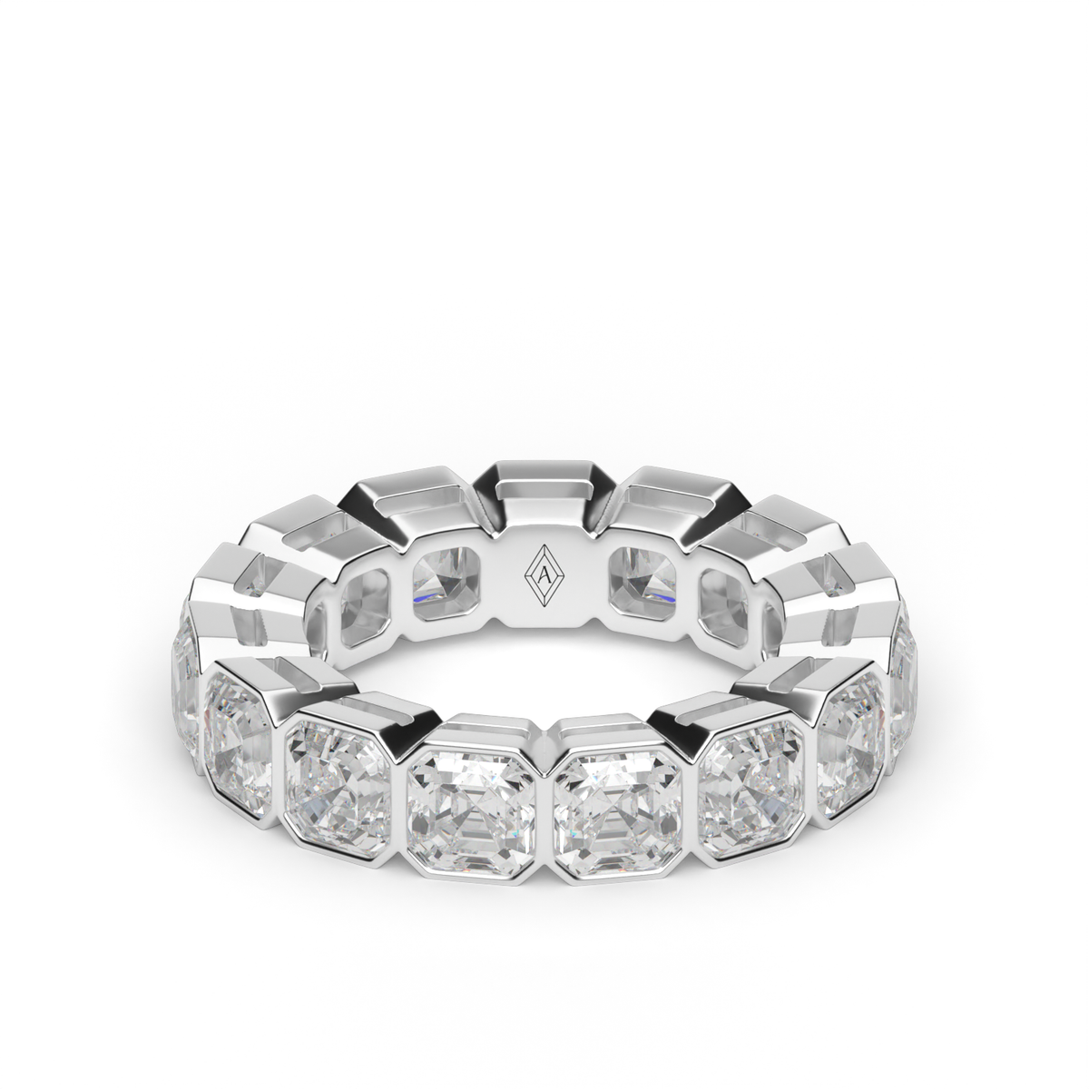 Asscher Cut Bezel Eternity Ring — 14K White Gold / 6 / Lab Diamond (image)