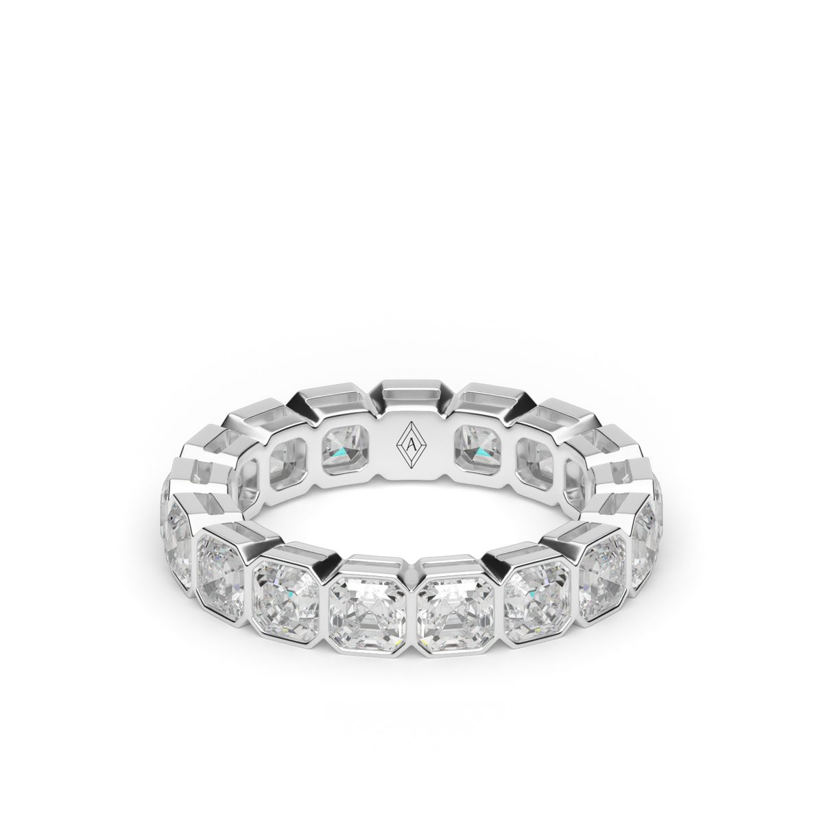 Asscher Cut Bezel Eternity Ring — 14K White Gold / 4 / Lab Diamond (image)