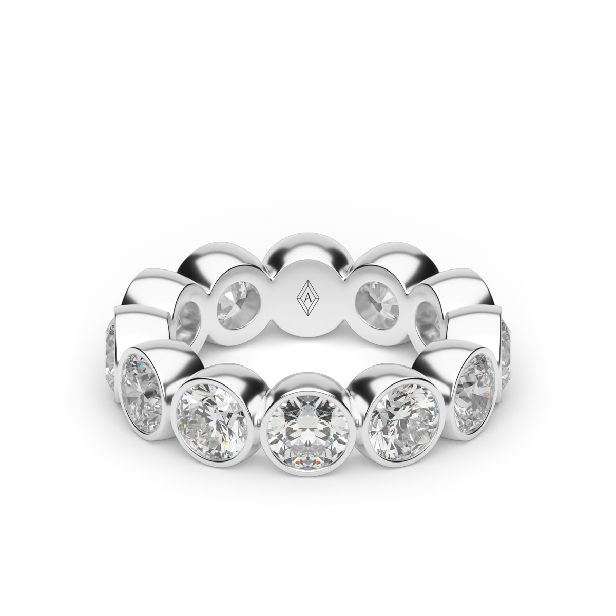 Round Bezel Diamond Eternity Ring — 14K White Gold / 6 / Lab Diamond (image)