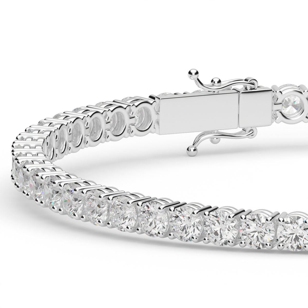 6 Carat Four Prong Diamond Tennis Bracelet — 14K White Gold / Lab Diamond (image)