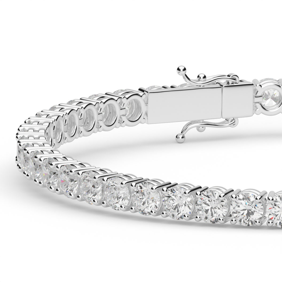 7 Carat Four Prong Diamond Tennis Bracelet — 14K White Gold / Lab Diamond (image)