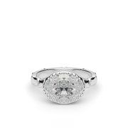 White Gold Oval Cut Diamond Solitaire Engagement Ring With Bezel Setting  