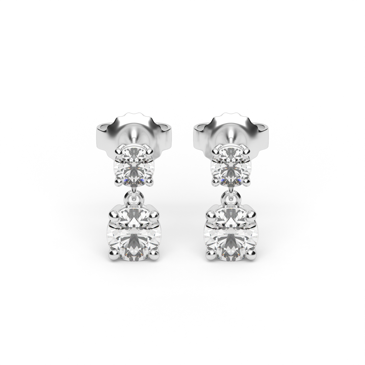 Two-Stone Earrings — 14K White Gold / Lab Diamond (image)