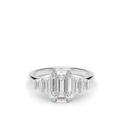  White Gold Emerald Cut Diamond Engagement Ring With Emerald Side Stone  Channel Setting 