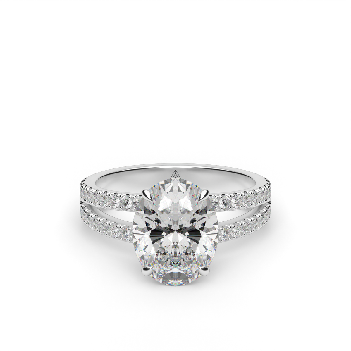 Split Shank   Pavé Engagement Ring — 14K White Gold / Oval / Lab Diamond (image)