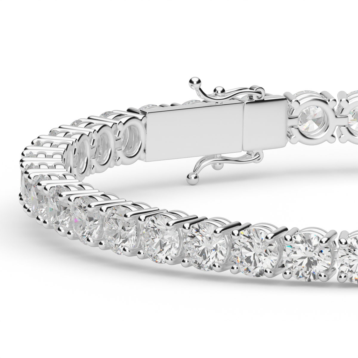 10 Carat Four Prong Diamond Tennis Bracelet — 14K White Gold / Lab Diamond (image)