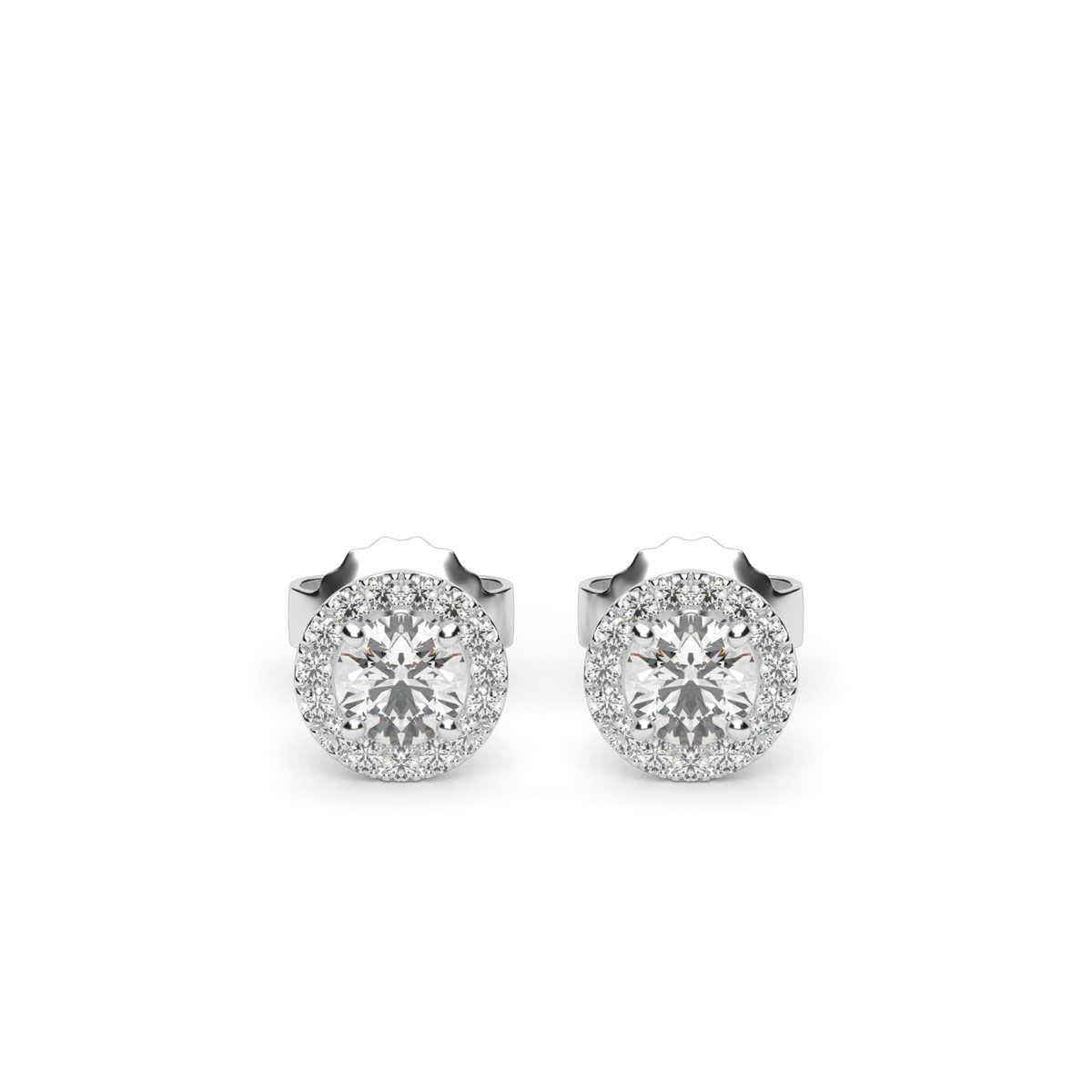 Elegant Halo Diamond Stud Earrings — 14K White Gold / Lab Diamond (image)