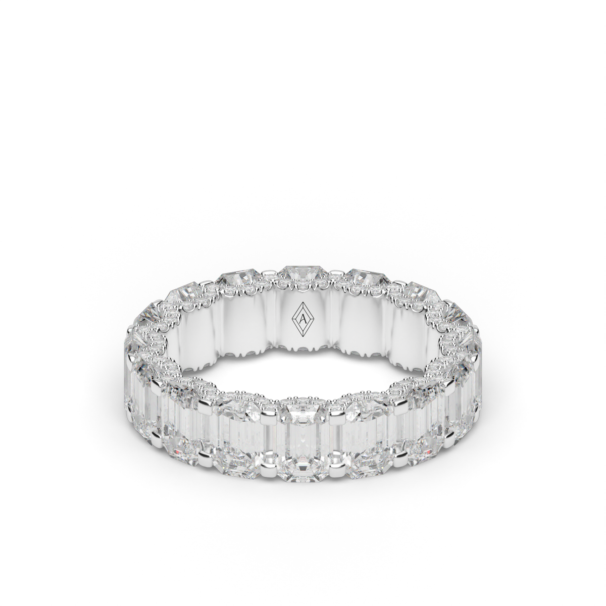 Elegant Emerald  Eternity Ring — 14K White Gold / Lab Diamond (image)