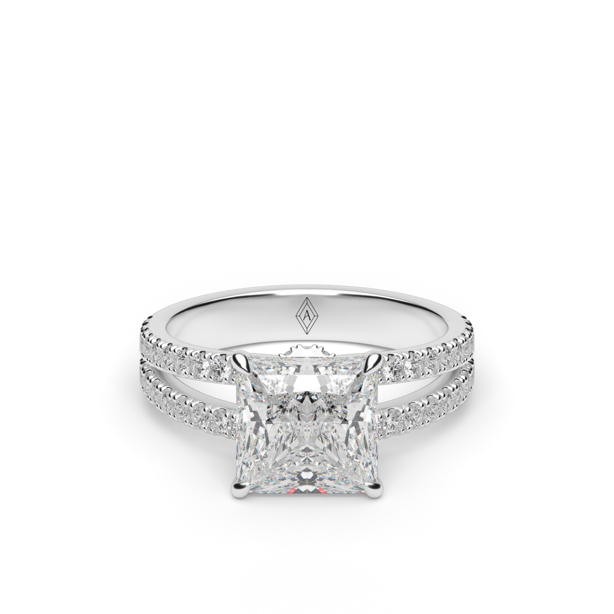 Split Shank   Pavé Engagement Ring — 14K White Gold / Princess / Lab Diamond (image)